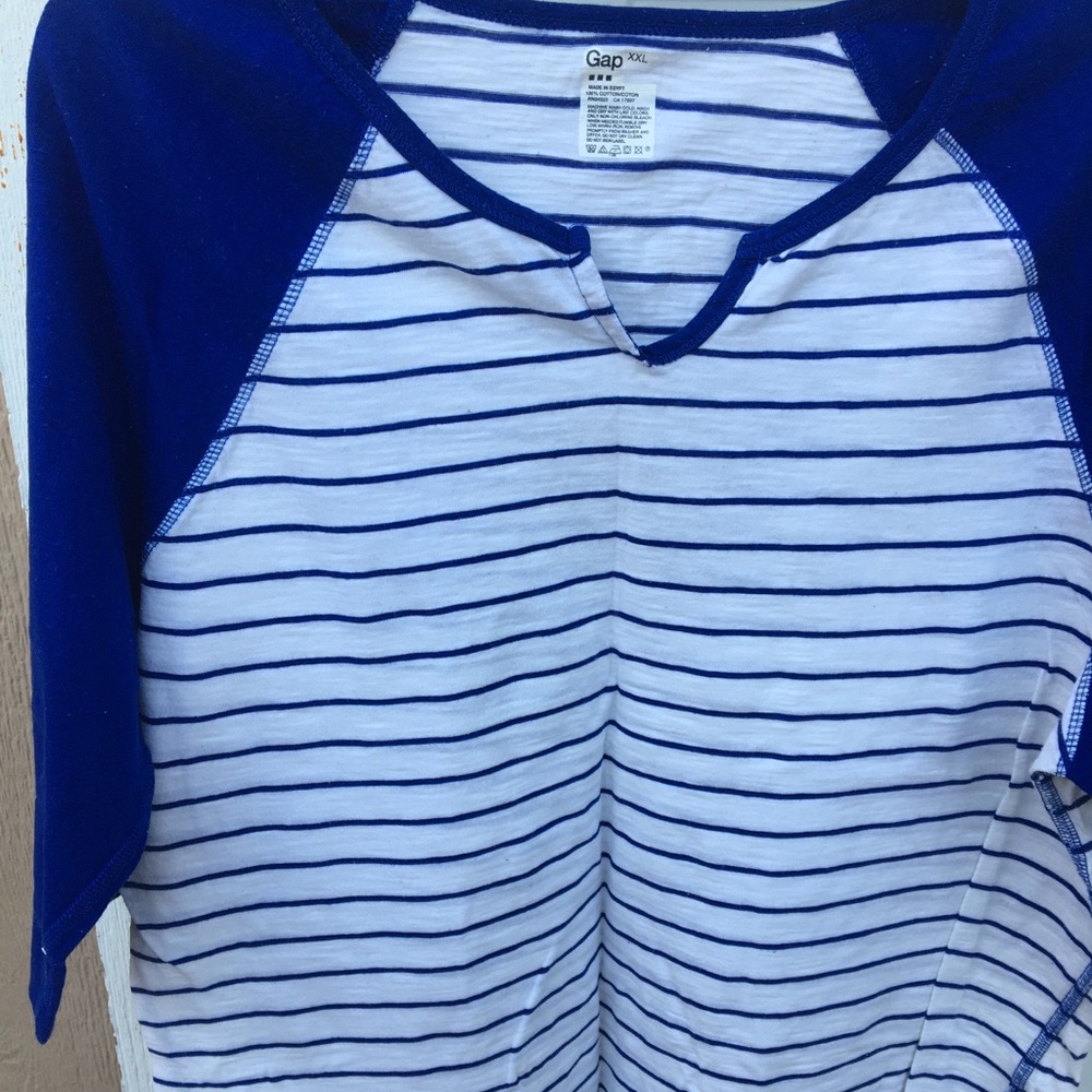 Blue/ White Long Sleeve Baseball Tee